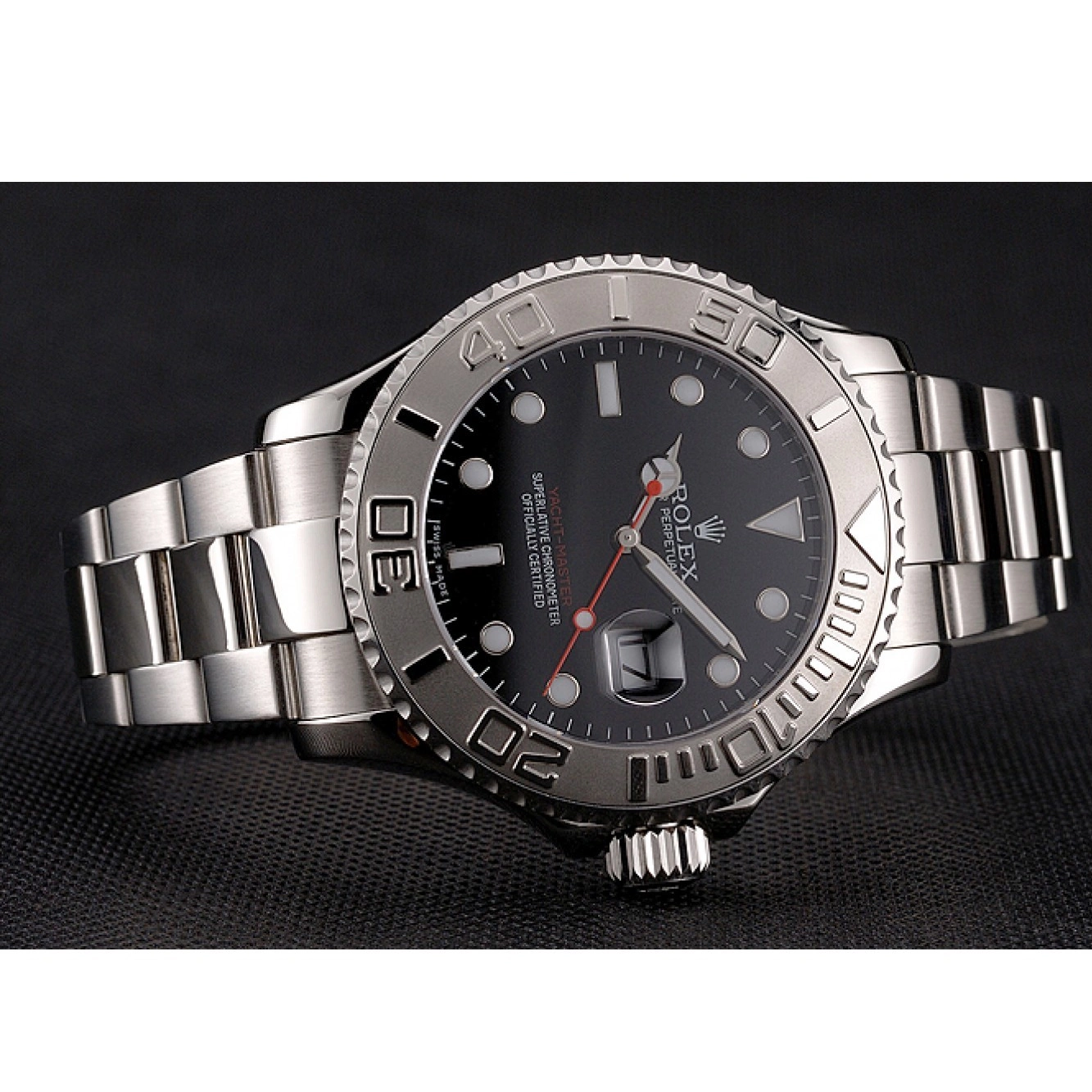 Good copy rolex watches Black Stainless Yacht-Master Rolex Dial Case Bracelet And Steel 0823